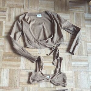 Arraei Lounge 3 Pieces Set Beige Ribbed Cotton